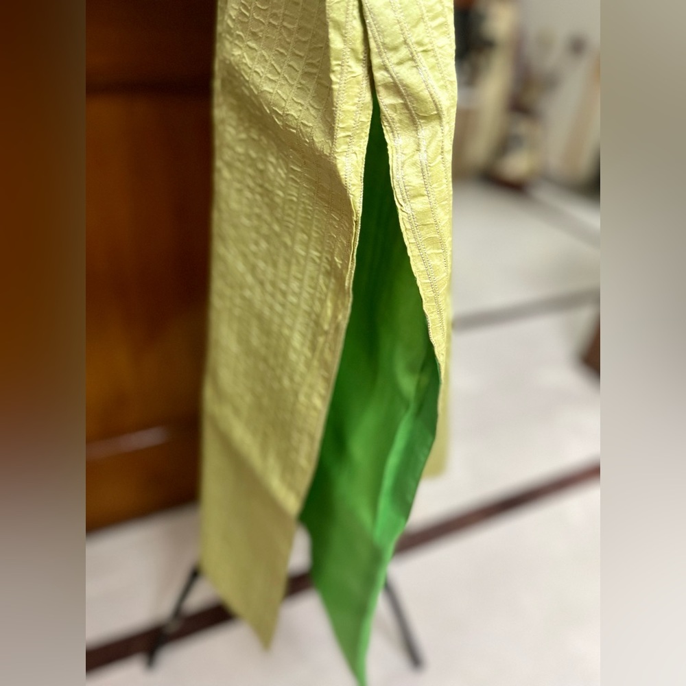 Brand New!TruBrowns Pure Silk English Green Kurta;Beautiful Parrot Green Lining - Picture 8 of 13